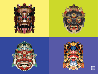 Traditional Masks culture faith folk folkmask four joy mask maskdesign masks polyart polydesign polymask polystructure traditional traditional illustration