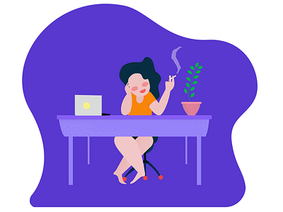 Daily apple designer digital girl girl illustration illustration illustrator illustrator art laptop plant purple smoker website