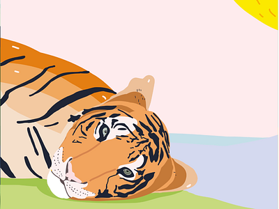 Fierce but kind brown cats colours doodle gooddesign illustration minimal pink procreate sleepingtiger strength tiger
