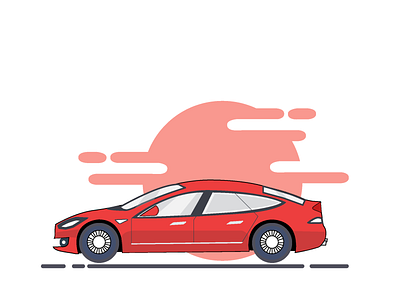 Tesla Model S Illustratiion flat design illustraion mbe style