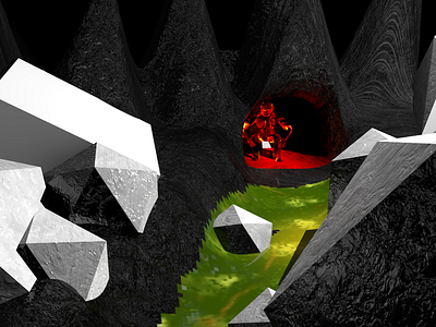 Hilly Cave Fire Man 3d product design