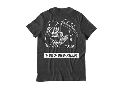 FEAR THE TRAP SHIRT | KILLM 666 adobe illustrator adobe photoshop eco friendly merch reaper recycled recycled fabric screen printing skeleton skull sustainable trap