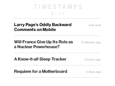Time Stamp options editorial feed options timestamp typography