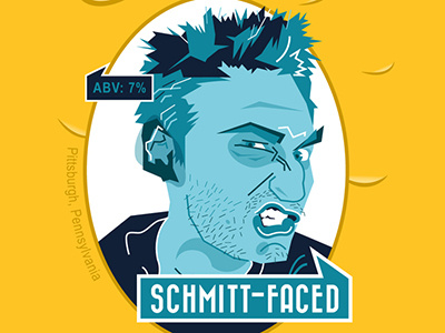 Schmitt-Faced custom beer label digital illustration