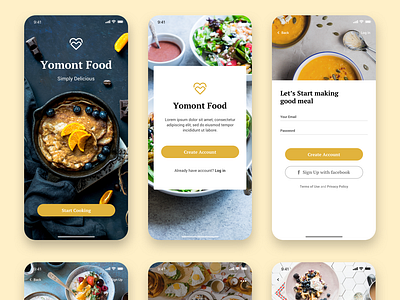 Food App color elegent food food app ios design mobile app simplicity yellow yomont