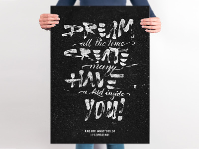 Dream blackwhite caligraphy create dream home letter lettering motivation poster print typography wall