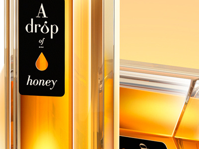 Drop Detail Honey 3d black blender bottle branding design drop honey packaging photoshop yellow