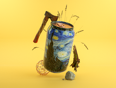 Canned Culture 3d 3d art 3d artist art axe branding calm can clean design illustration painting yellow