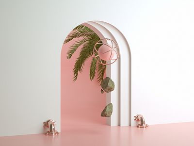 Smooth Coil 3d 3d art 3d artist art branding clean design illustration palm pink rock web