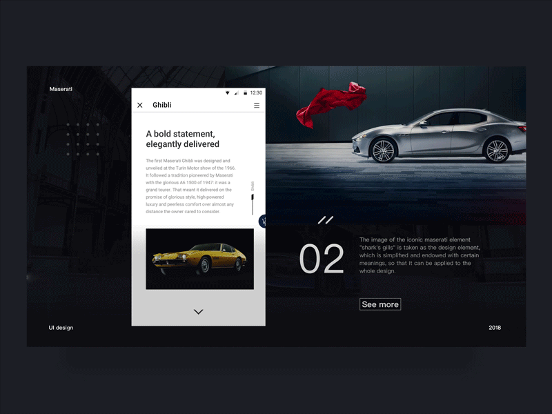 These are two interesting interactive experiences ui ux 动画 商标 应用 玛莎拉蒂 设计