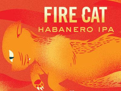 Fire Cat Illustration beer can cat double fire folklore habanero ipa label lore minnesota nisswa