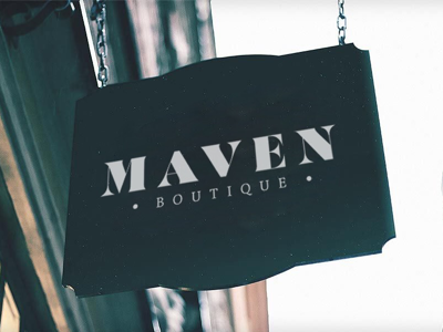 Signage for Maven Boutique branding design graphic design identity logo minimal design signage type type design typography