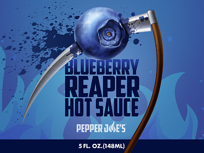 Blueberry Reaper Hot Sauce blueberry fire food heat hot hot sauce hotsauce labeldesign packagedesign reaper sweet