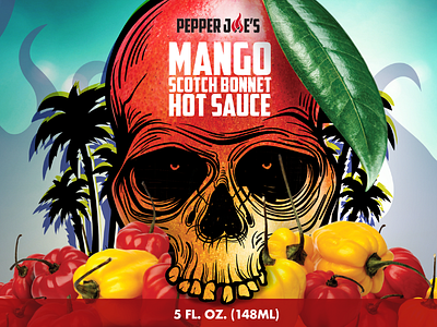 Mango Scotch Bonnet Hot Sauce heat hot hotsauce label design packagedesign pepper photoshop scotchbonnet skull
