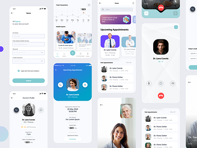 Doctor Patient App audio call doctor app doctor appointment graphics mobile mobile ui patient app profile signup ui ux video call