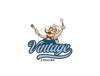 Vintage cooking Logo art chef food foodie graphics illustrations italian logos logotype mockup