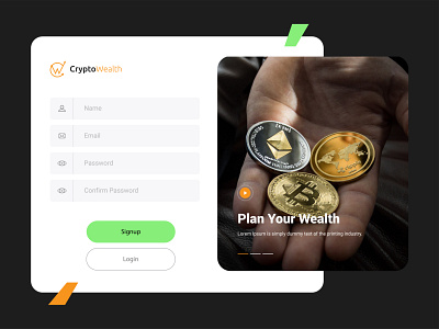 Signup crypto wallet cryptocurrency ui design web website