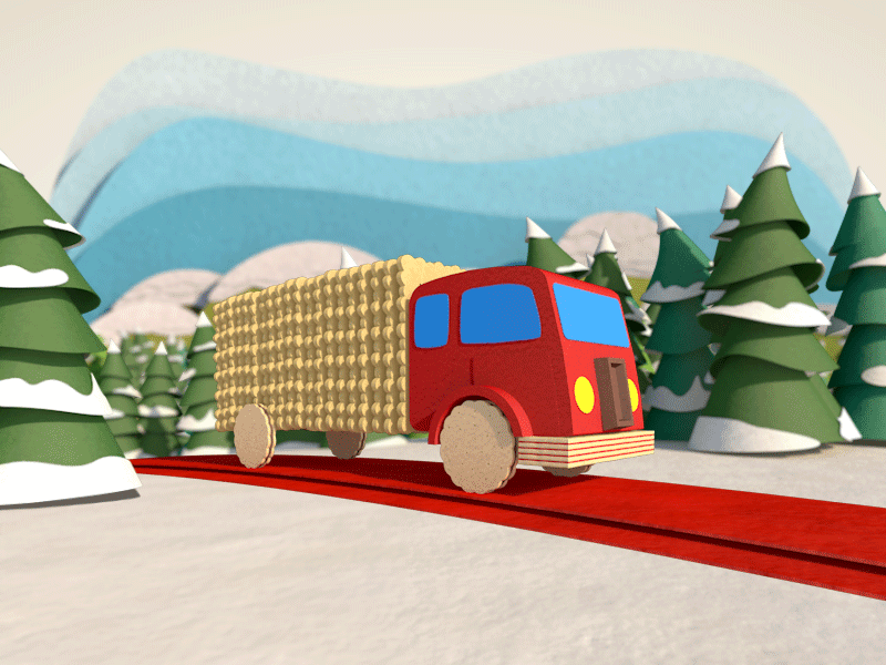 "Season's Greetings" - Truck 3d animation c4d cinema 4d gif loop paper animation truck yıldız holding