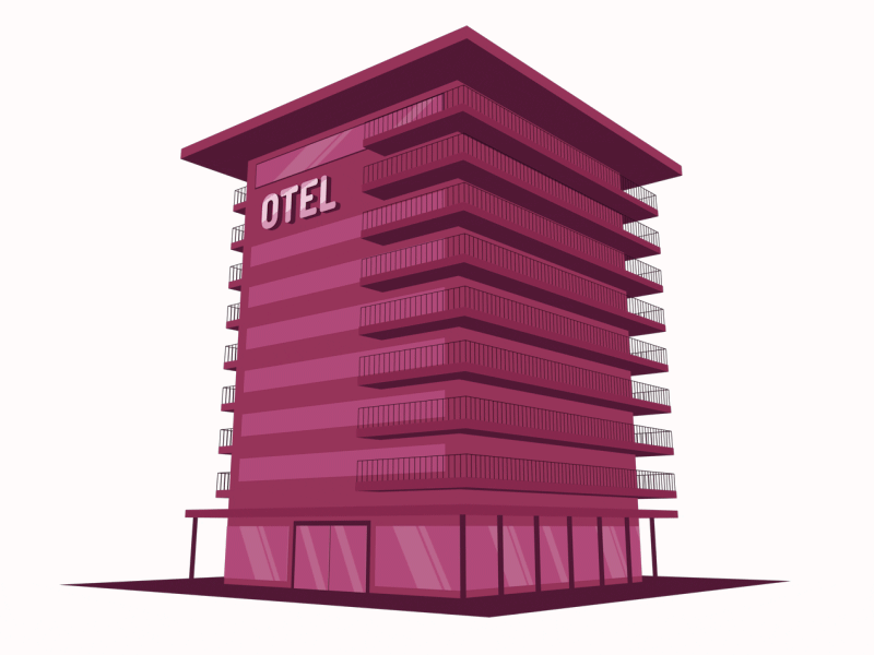 Otel 3d animation building c4d cinema 4d flat gif loop
