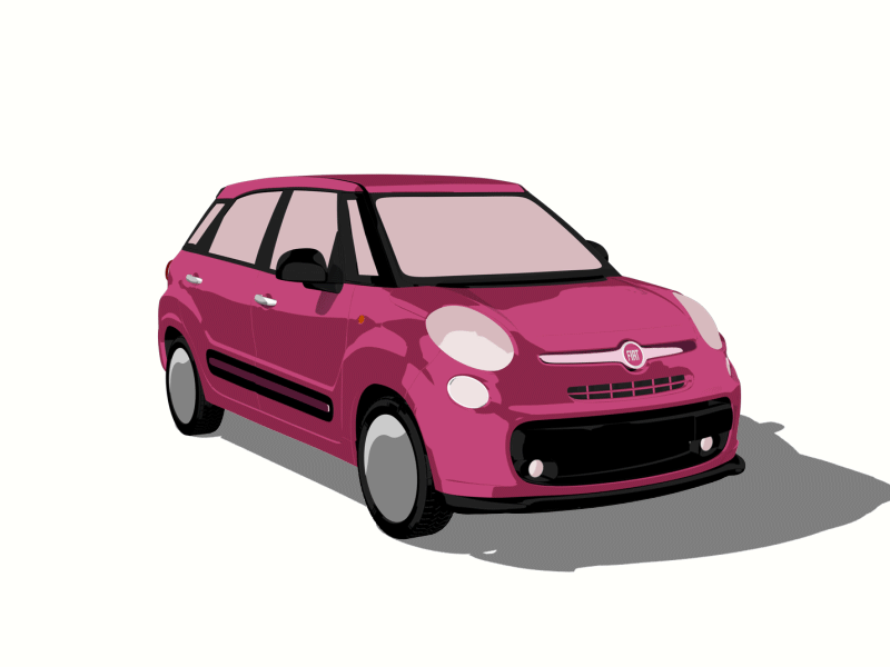 Fiat - 500L 3d 500l animation c4d car cinema 4d drive fiat flat gif loop