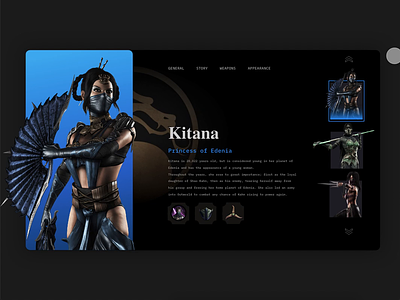 Mortal Kombat 11 Character Description character character selection experiment fighting game game game design game ui kitana mortal kombat netherealm user interface warrior