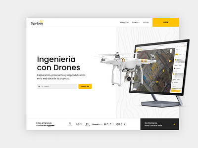Spybee Website adobe xd analytics architecture construction data geography geospace geospatial data landing page ortographic web design yellow