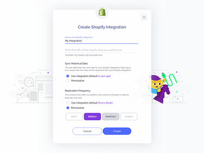 Integrations Process ai big data branding complex form connections data form integrations modal window shopify