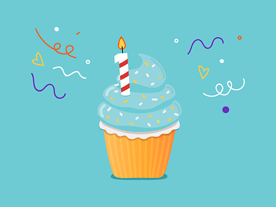 Birthday Muffin cake celebration design illustration muffin party
