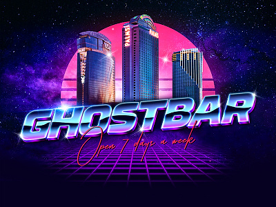 Ghostbar logo 3d 80s bar lasvegas logo newretrowave palms thesonnyfive