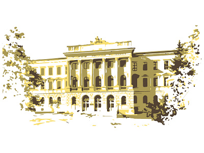 illustration of Lviv Polytechic illustration white yellow
