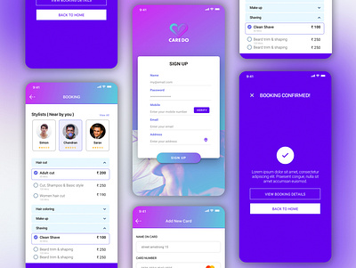 Salon booking app booking app concept hair stylist salon app salon booking app ui