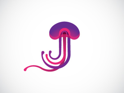 NuJel Logo Concept fluid jelly jellyfish logo seal simplified wordmark