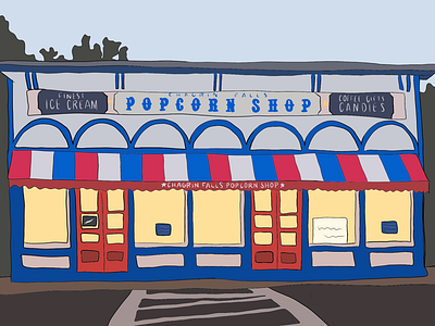 Popcorn Shop chagrin falls cleveland hand drawn ice cream illustration local ohio popcorn small town