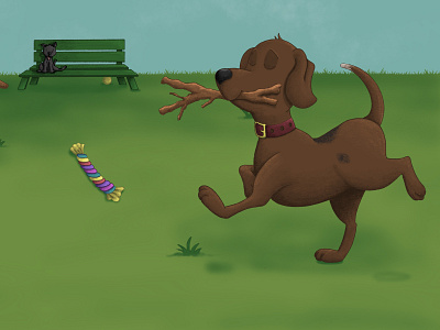 "Oh No, Buddy!" Children's Illustrations childrens illustration dog dog illustration illustration kidlit park procreate puppy