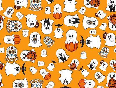 Cute Ghost Repeating Patterns childrens illustration ghost ghosts halloween halloween design illustration pattern pattern art pattern design patterns procreate repeating pattern
