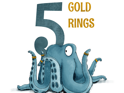 5 Gold Rings childrens illustration illustration kidlit octopus procreate