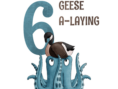 6 Geese A Laying childrens illustration illustration kidlit octopus procreate