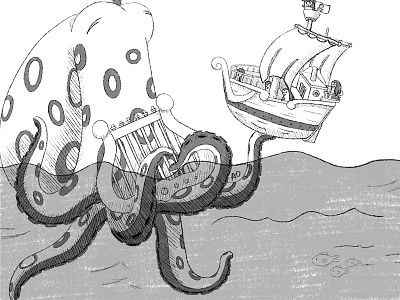 Musical Octopus childrens illustration illustration kidlit octopus penguins pirates procreate