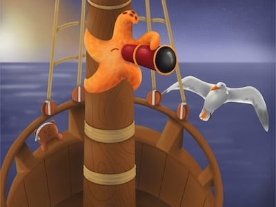 I Spy childrens illustration illustration monkey pirate procreate sailors seagull starfish