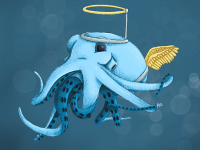 Christmas Play Angel angel childrens illustration christmas holiday illustration kidlit octopus procreate