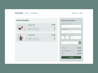 Courses Checkout Page - UI Challenge #2 checkout page design ui uidaily uidailychallenge web webdesign website