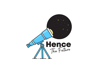Hence logo branding illustration logo podcast telescope