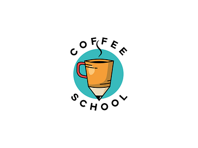 Coffee School 2021 barista branding cafe logo coffee coffee cup coffeeshop design educational learning logo pencil school vector
