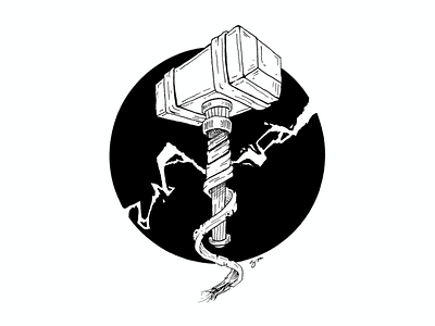 Mjolnir design illustration inktober 2018