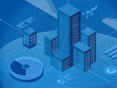 Integration Platform blue business charts circle geometric integration isometric pie platform sphere