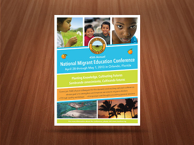 Brochure Cover - Annual National Migrant Education Conference bright brochure conference design education florida migrant orlando program