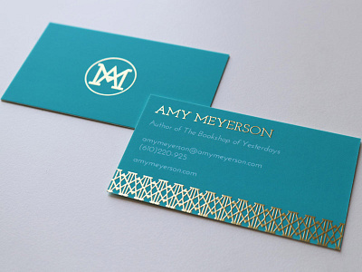 Amy Meyerson Business Cards + Logo art deco authors books branding foil gold gold foil illustration logo los angeles print