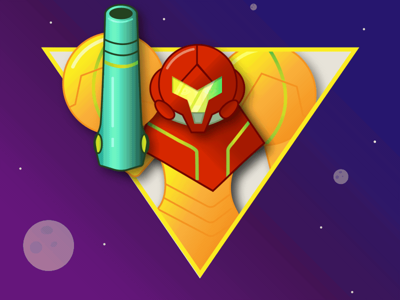 Samus Aran 80s animation gaming gradient metroid motion design motion graphics nintendo samus space video games