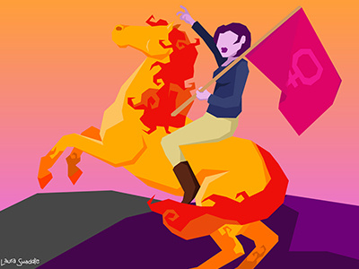 Raging Horse of Feminist Fire editorial illustration