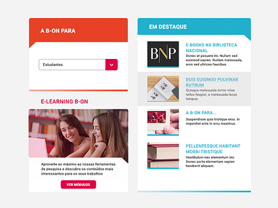 B-on modules e books gradients grid library modules news redesign textures transparencies ui ux